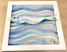 Carregar imagem no visualizador da galeria, Quadro Azulejo Sardinha, Leveza do mar - 24x24cm