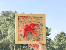 Carregar imagem no visualizador da galeria, Quadro Azulejo Andorinha, Floral colorido - 24x24cm