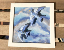 Carregar imagem no visualizador da galeria, Quadro Azulejo e Andorinhas, Céu de andorinhas - 24x24cm