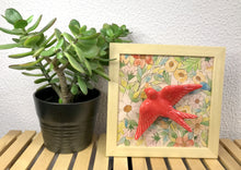 Carregar imagem no visualizador da galeria, Quadro Azulejo Andorinha, Floral colorido - 24x24cm