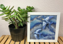 Carregar imagem no visualizador da galeria, Quadro Azulejo e Andorinhas, Céu de andorinhas - 24x24cm