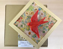 Carregar imagem no visualizador da galeria, Quadro Azulejo Andorinha, Floral colorido - 24x24cm