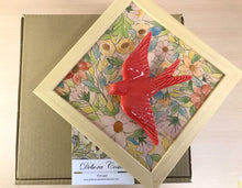 Carregar imagem no visualizador da galeria, Quadro Azulejo Andorinha, Floral colorido - 24x24cm