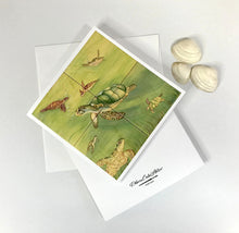 Carregar imagem no visualizador da galeria, Cartão (Postal) reprodução de peça original pintada a mão - Tartarugas - 15cm