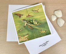 Carregar imagem no visualizador da galeria, Cartão (Postal) reprodução de peça original pintada a mão - Tartarugas - 15cm