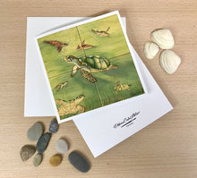 Carregar imagem no visualizador da galeria, Cartão (Postal) reprodução de peça original pintada a mão - Tartarugas - 15cm