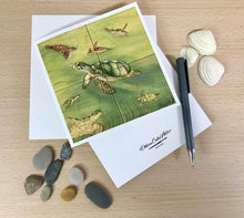 Carregar imagem no visualizador da galeria, Cartão (Postal) reprodução de peça original pintada a mão - Tartarugas - 15cm