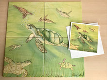 Carregar imagem no visualizador da galeria, Cartão (Postal) reprodução de peça original pintada a mão - Tartarugas - 15cm