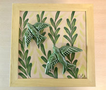 Carregar imagem no visualizador da galeria, Quadro Azulejo e Andorinhas,Folhagem- 24x24cm