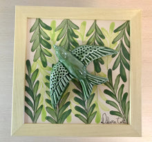 Carregar imagem no visualizador da galeria, Quadro Azulejo Andorinha, Folhagem - 24x24cm