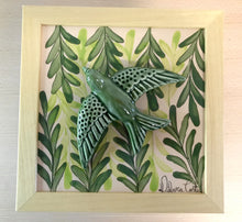 Carregar imagem no visualizador da galeria, Quadro Azulejo Andorinha, Folhagem - 24x24cm