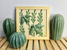 Carregar imagem no visualizador da galeria, Quadro Azulejo e Andorinhas,Folhagem- 24x24cm