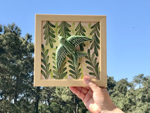 Carregar imagem no visualizador da galeria, Quadro Azulejo Andorinha, Folhagem - 24x24cm