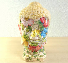 Carregar imagem no visualizador da galeria, Cabeça de Buda de Cerâmica 24cm - Floral