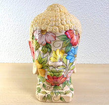 Carregar imagem no visualizador da galeria, Cabeça de Buda de Cerâmica 24cm - Floral