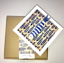 Carregar imagem no visualizador da galeria, Quadro Azulejo Sardinha, Listrado/ Azul- 24x24cm
