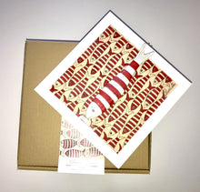 Carregar imagem no visualizador da galeria, Quadro Azulejo Sardinha, Listrado/ Vermelho- 24x24cm