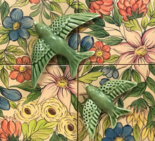 Carregar imagem no visualizador da galeria, Andorinha, Pintura, Azulejo, Decoração, Preto, Revoada, Pequeno