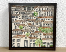 Carregar imagem no visualizador da galeria, Quadro com Pintura Naif, com Moldura de Madeira, Pintura em Azulejo, Arte Naif, pintado à Mão, Decoração, Edição limitada, Pequeno 24x24cm