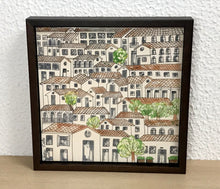 Carregar imagem no visualizador da galeria, Quadro com Pintura Naif, com Moldura de Madeira, Pintura em Azulejo, Arte Naif, pintado à Mão, Decoração, Edição limitada, Pequeno 24x24cm