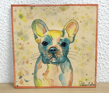Carregar imagem no visualizador da galeria, Azulejo 20cm, Pintado à Mão, Pet, Dog, Animal de Estimação, Cachorro Buldogue, Quadro, Decorativo, para Penduarar, Pop Art, Pintura Original