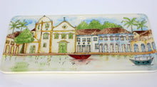 Carregar imagem no visualizador da galeria, Pintura em cerâmica Aquarela Igreja de Santa Rita em Paraty - Brasil -  36,5 x 15,5 cm