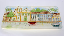 Carregar imagem no visualizador da galeria, Pintura em cerâmica Aquarela Igreja de Santa Rita em Paraty - Brasil -  36,5 x 15,5 cm