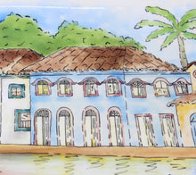 Carregar imagem no visualizador da galeria, Pintura em cerâmica Aquarela Igreja de Santa Rita em Paraty - Brasil -  36,5 x 15,5 cm