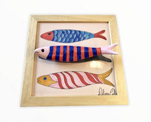 Carregar imagem no visualizador da galeria, Quadro Azulejo Sardinha, Divertidas/ Trio/ Super Colorido - 24x24cm