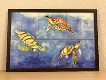 Carregar imagem no visualizador da galeria, Ilustração Tartarugas, Tartarugas marinhas, Fundo do Mar, Quadro, Decoração, Reprodução do Original, Edição Limitada, Número de série,