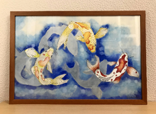 Carregar imagem no visualizador da galeria, Ilustração Carpas, Quadro, Decoração, Reprodução do Original, Gravura, Giclée, Peixes, Edição Limitada, Número de série, Fine Art
