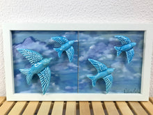 Carregar imagem no visualizador da galeria, Quadro de Azulejo - Revoada de Andorinhas  - 23,5x 43,5cm
