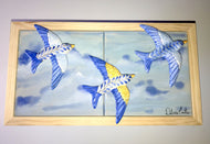 Quadro Azulejos- Céu de Andorinhas - 18x33x5cm