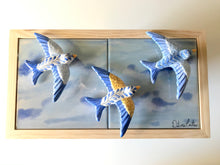 Carregar imagem no visualizador da galeria, Quadro Azulejos- Céu de Andorinhas - 18x33x5cm
