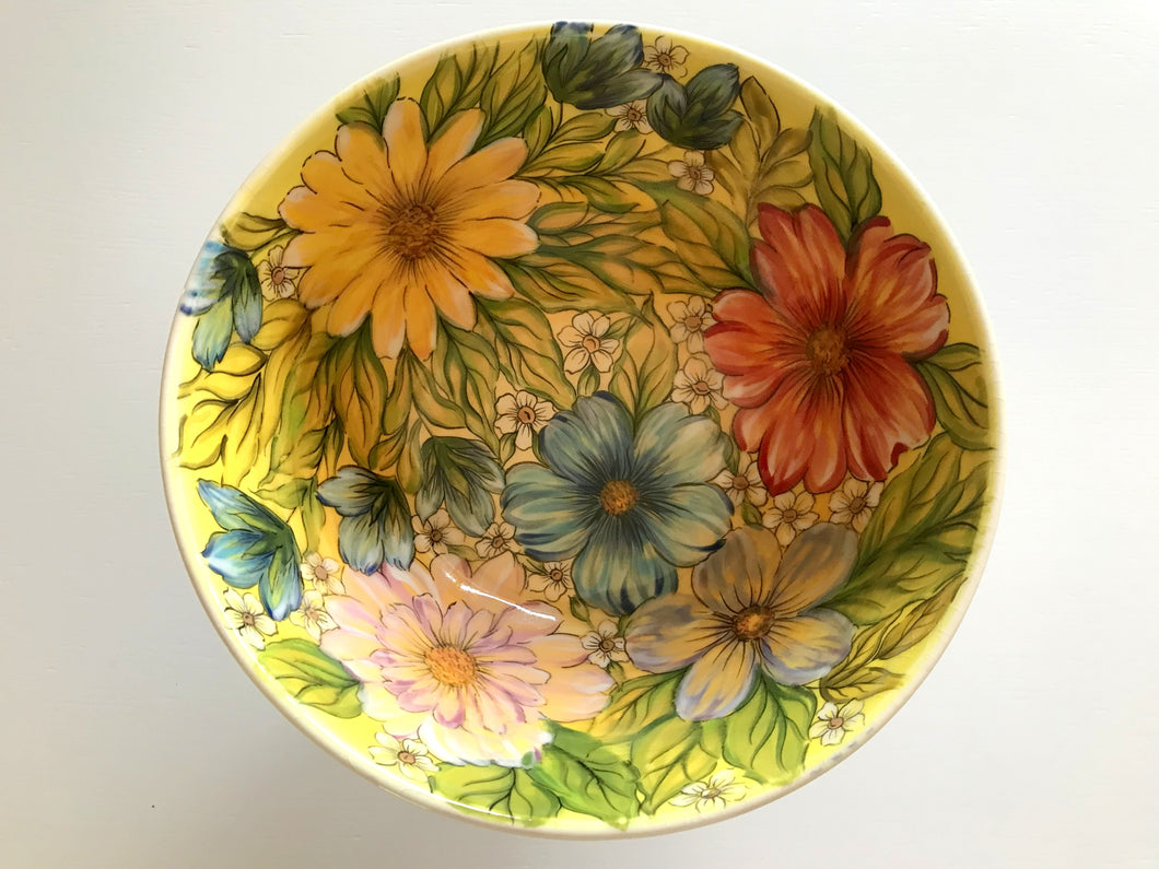 Tigela Grande de cerâmica pintada à mão - Floral