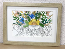 Carregar imagem no visualizador da galeria, Quadrinho Pintado á Mão em Aguarela, com Moldura, Pintura floral, Pequena Moldura, Arte Decorativa, Pintura em Papel, Aquarela, flores
