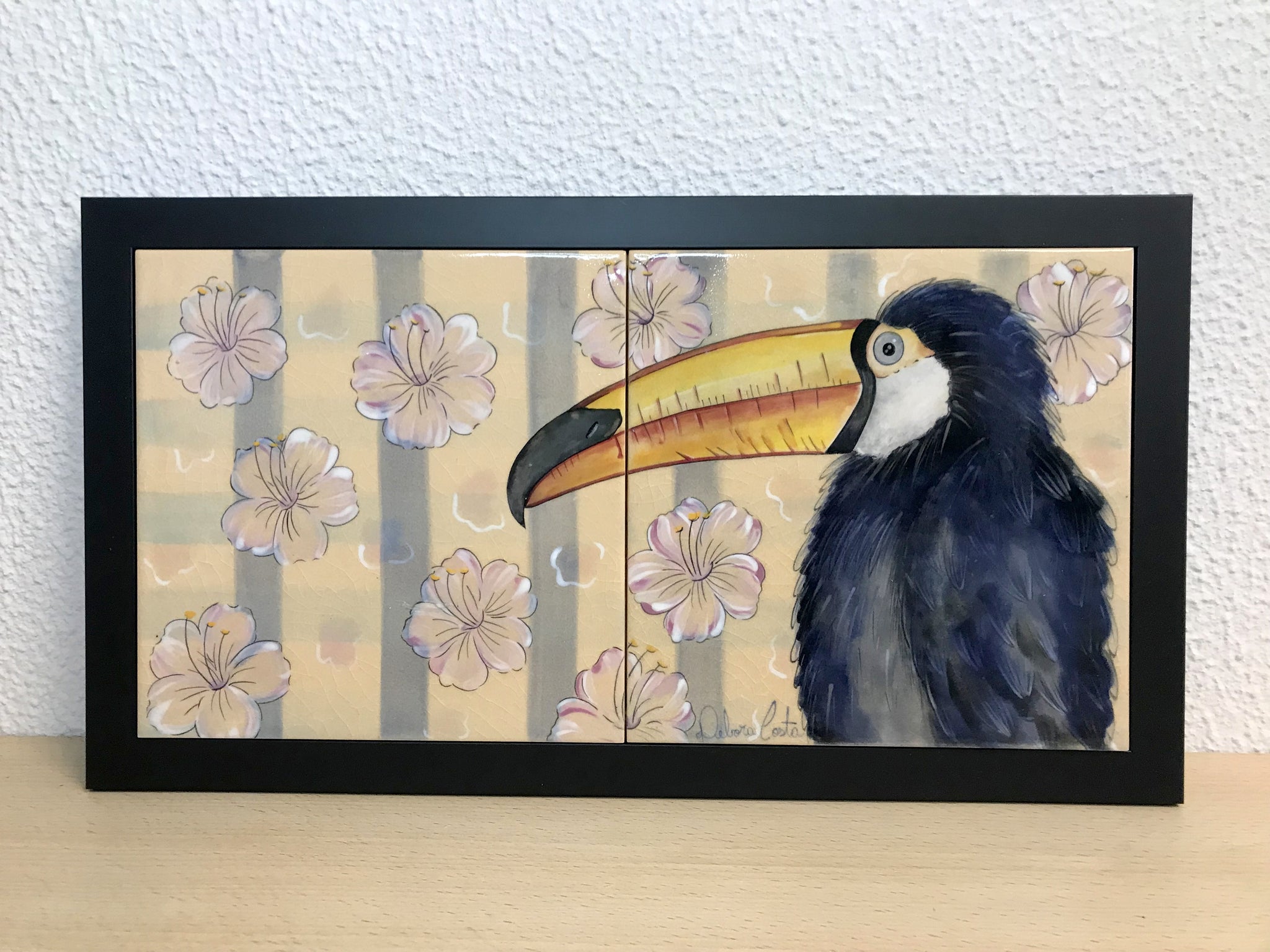 Quadro de Azulejo, Pintado à Mão, com Moldura, Pintura Original