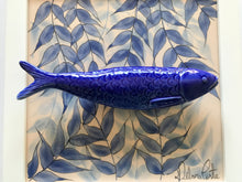 Carregar imagem no visualizador da galeria, Quadro Azulejo Sardinha, Folhagem Azul/ Azul Marinho- 24x24cm
