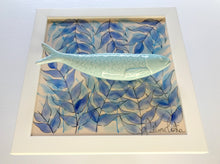 Carregar imagem no visualizador da galeria, Quadro Azulejo Sardinha, Folhagem/Azul Claro 24x24cm
