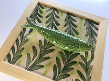 Carregar imagem no visualizador da galeria, Quadro Azulejo Sardinha, Folhagem/ Verde - 24x24cm
