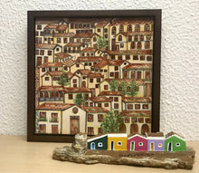 Carregar imagem no visualizador da galeria, Quadro com Pintura Naif, com Moldura de Madeira, Pintura em Azulejo, Arte Naif, pintado à Mão, Decoração, Edição limitada, Pequeno 24x24cm
