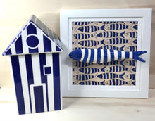 Carregar imagem no visualizador da galeria, Quadro Azulejo Sardinha, Listrado/Azul - 24x24cm
