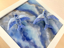Carregar imagem no visualizador da galeria, Quadro Azulejo e Andorinhas, Céu de andorinhas - 24x24cm
