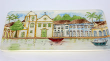 Carregar imagem no visualizador da galeria, Pintura em cerâmica Aquarela Igreja de Santa Rita em Paraty - Brasil -  36,5 x 15,5 cm
