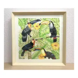 Ilustração Pássaros Tropical, Tucanos, floresta, Quadro, Decoração, Reprodução do Original, Edição Limitada, Número de série, Médio, Giclée