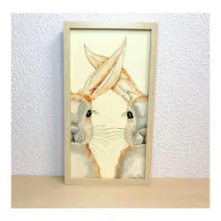 Quadro com ilustração, com Moldura, Coelhos, Pop Art, Arte para Pendura, Fine art, Gravura, reprodução, Arte Impressa, Giclée, Decoração