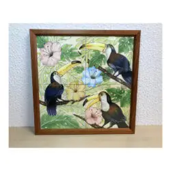 Ilustração Pássaros Trotical, Tucanos, floresta, Quadro, Decoração, Reprodução do Original, Edição Limitada, Número de série, tamanho Médio